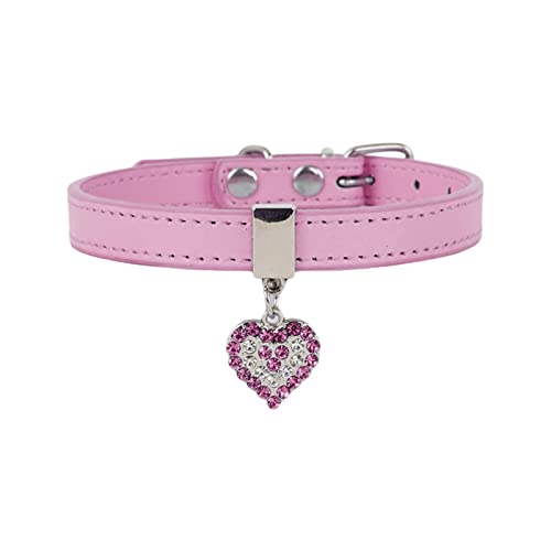 Welpenhalsbänder Mit Leine Set Hundehalsband Haustierschnalle Hundekette Süßes Haustier Pfirsichherz Hundehalsband Seil (XS) von Feizikaw