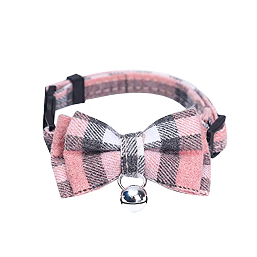 Welpenhalsband Mit Leine Set Pet Collar British Plaid Bowknot Katzenhalsband mit Schnalle Typ Katzenhalsband mit Glocke (One Size) von Feizikaw