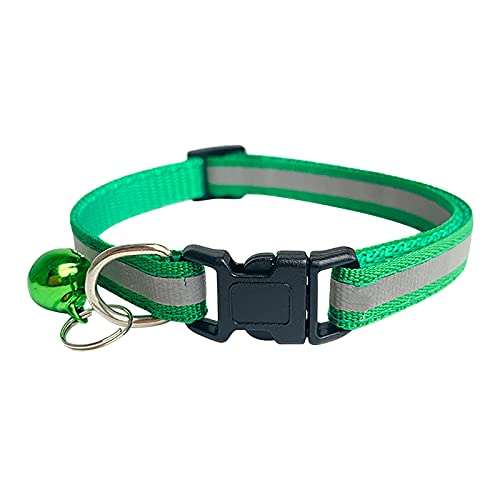 Welpenhalsband Mit Leine Set Reflektierende Sicherheitshalsbänder 19–32 cm Katze verstellbar schnell mit Glocke (Green, One Size) von Feizikaw