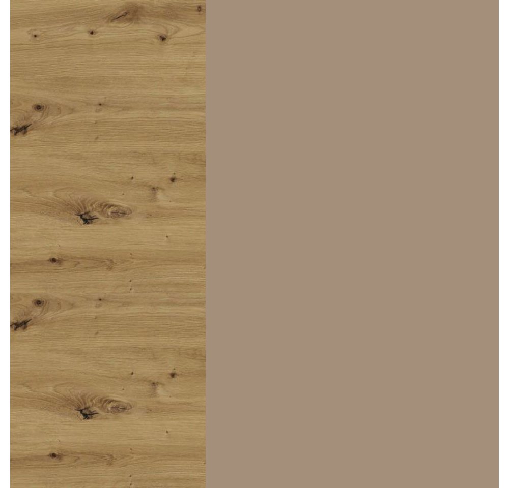 Feldmann-Wohnen Apothekerschrank Brerra (D15/kargo, 1 Türfront, innen 1 Korbauszug mit 2 Ablagen, 1-St., moderne Optik, lackierte Fronten, 15x50x82cm) Eiche Artisan / RAL 1019 graubeige matt / Korb rechts von Feldmann-Wohnen