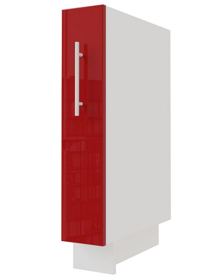 Feldmann-Wohnen Apothekerschrank Brerra (D15/kargo, 1 Türfront, innen 1 Korbauszug mit 2 Ablagen, 1-St., moderne Optik, lackierte Fronten, 15x50x82cm) weiß / RAL 3002 karminrot Hochglanz / Korb links von Feldmann-Wohnen