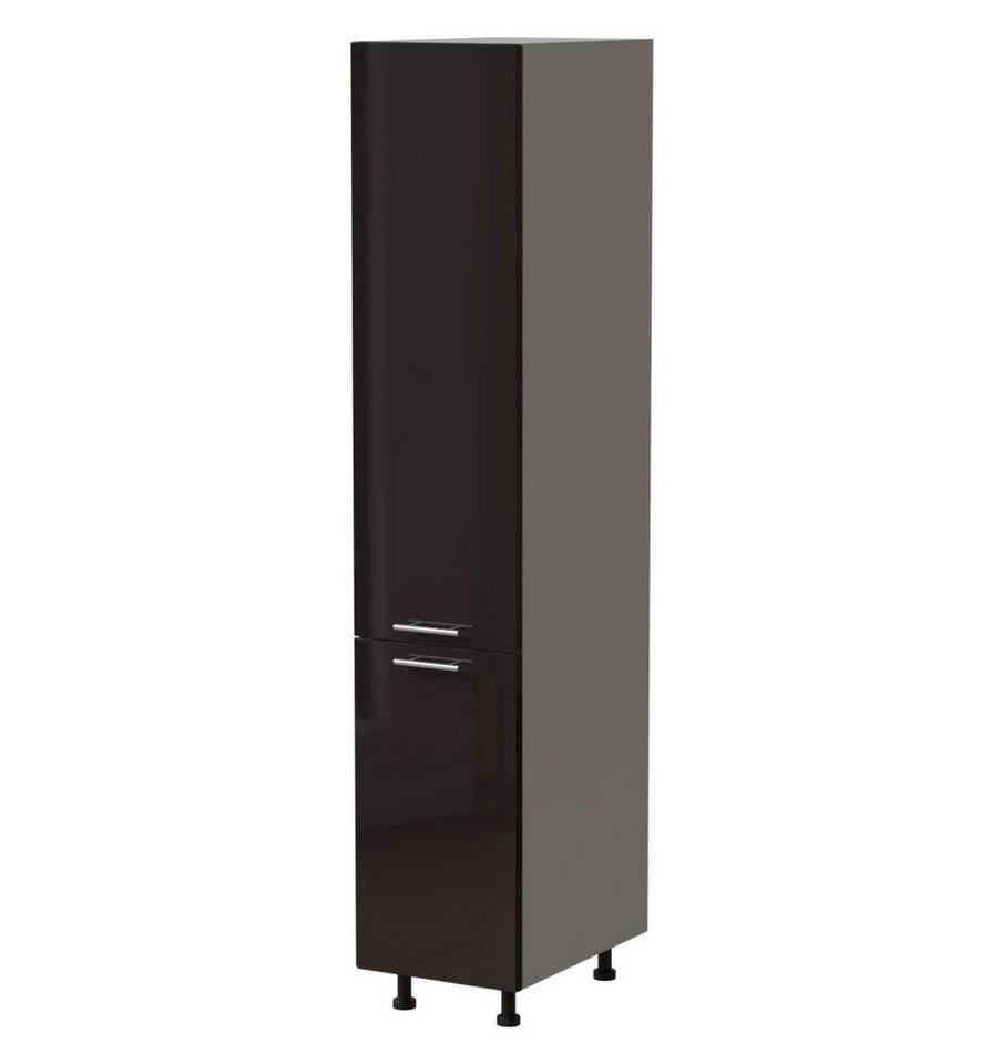 Feldmann-Wohnen Apothekerschrank Essen (2D14K/40 kargo, 1 Tür, 2 Einlegeböden, 1 Korbauszug, 1-St., moderne Optik, Acrylfronten mit Glaseffekt) 40x59x207cm grau - schwarz Hochglanz (ES-2D14K/40/kargo) von Feldmann-Wohnen