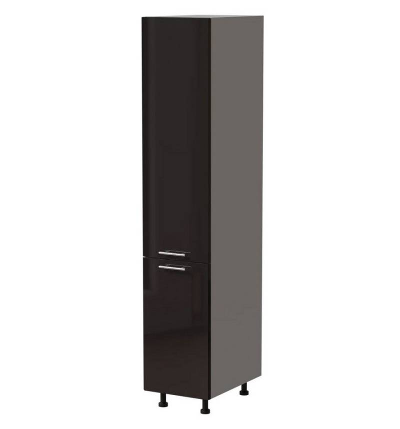Feldmann-Wohnen Apothekerschrank Essen (2D14K/40 kargo, 1 Tür, 2 Einlegeböden, 1 Korbauszug, 1-St., moderne Optik, Acrylfronten mit Glaseffekt) 40x59x207cm grau - schwarz Hochglanz (ES-2D14K/40/kargo) von Feldmann-Wohnen