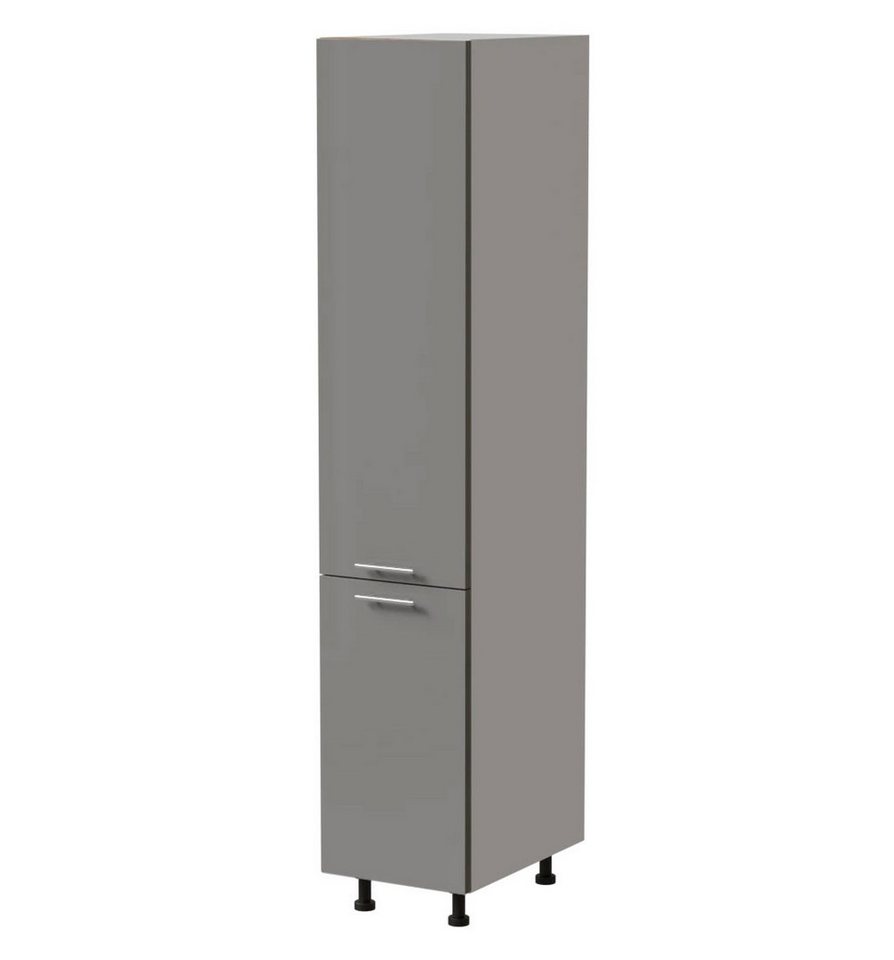 Feldmann-Wohnen Apothekerschrank Essen (2D14K/40 kargo, 1 Tür, 2 Einlegeböden, 1 Korbauszug, 1-St., moderne Optik, Acrylfronten mit Glaseffekt) 40x59x207cm weiß - grau Hochglanz (ES-2D14K/40/kargo) von Feldmann-Wohnen
