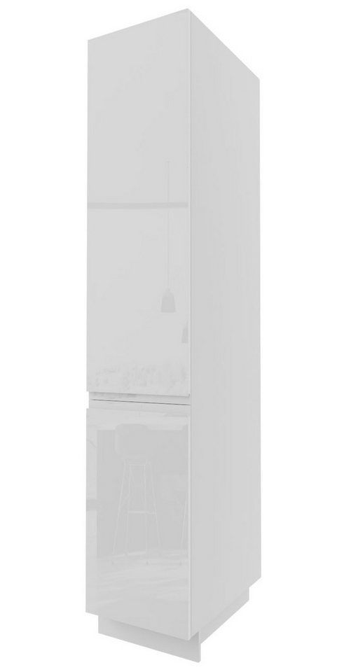 Feldmann-Wohnen Apothekerschrank Florence (1 Tür, dahinter 2 Einlegeböden, 1 Metallkorbauszug mit 2 Ablagen, 1-St., mit Vollauszug und Türdämpfer, Soft-Close-Funktion, lackierte Fronten) 40x59x207cm Front,- Korpusfarbe und Ausführung wählbar, grifflos von Feldmann-Wohnen