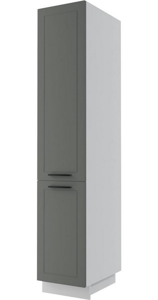 Feldmann-Wohnen Apothekerschrank Kvantum (Türscharniere mit Soft-Close-Funktion, 1-St., Fronten mit dekorativen Fräsungen und leicht abgerundeten Ecken) 60cm Front- & Korpusfarbe wählbar 1-türig 1 Schublade mit Metallkorb von Feldmann-Wohnen