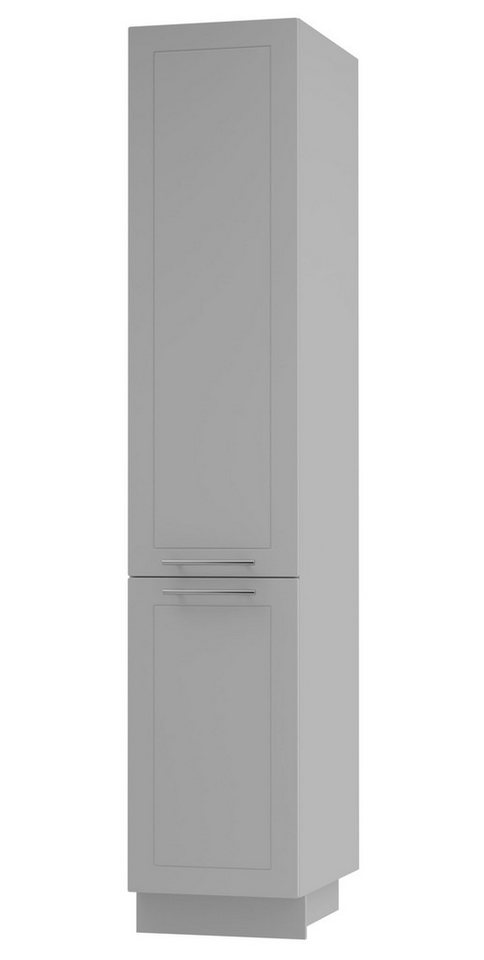 Feldmann-Wohnen Apothekerschrank Kvantum (Türscharniere mit Soft-Close-Funktion, 1 Schublade mit Metallkorb, 1-St., Fronten mit dekorativen Fräsungen und leicht abgerundeten Ecken) 40x59x207cm grau - dust grey (Q-2D14K/40/kargo) von Feldmann-Wohnen