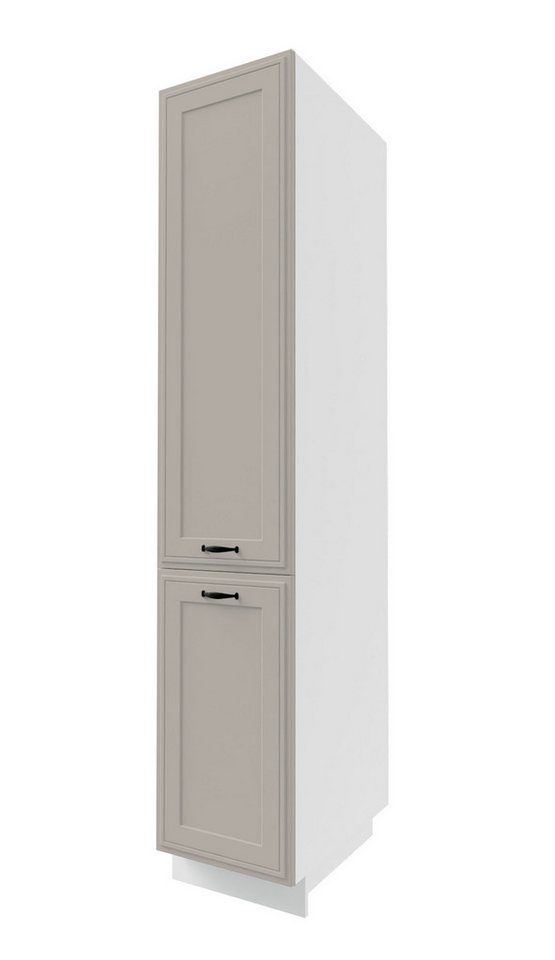 Feldmann-Wohnen Apothekerschrank Salo (Türscharniere mit Soft-Close-Funktion, 1-St., mit aufgesetzten 3D Kassettenfronten und formschönen Metallgriffen) 40x59x207cm schwarz - kaschmir supermatt (SL-2D14K/40/kargo) von Feldmann-Wohnen