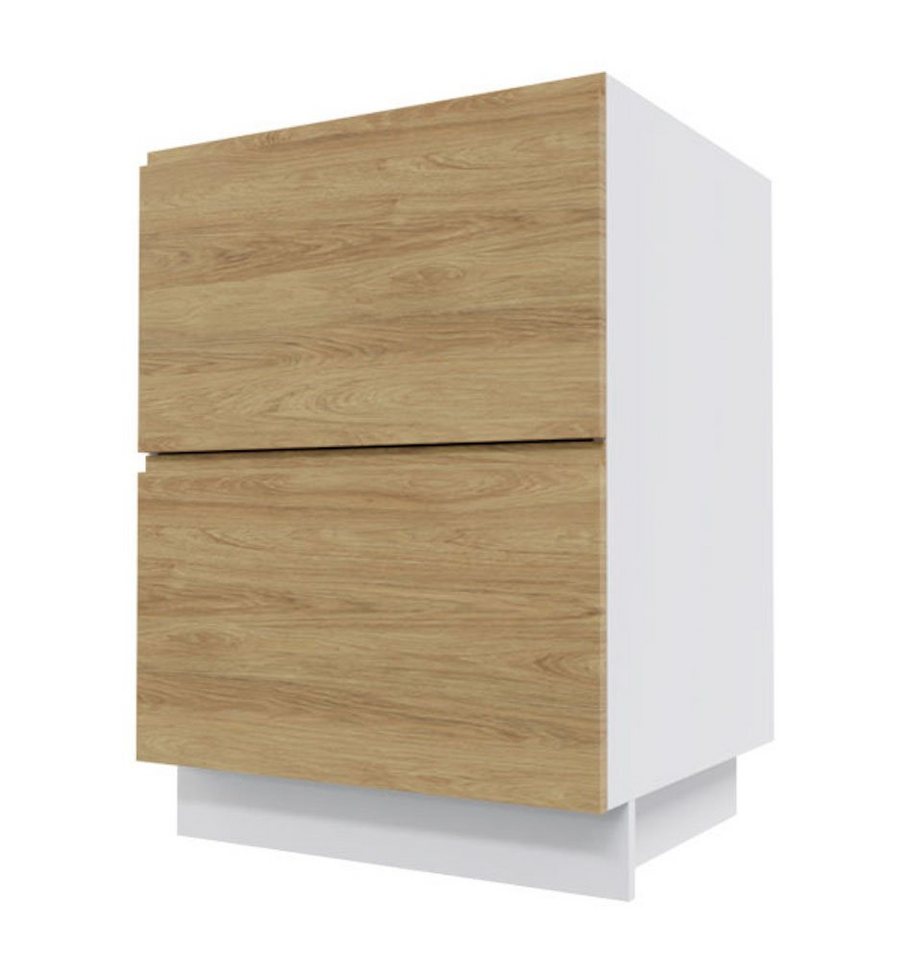Feldmann-Wohnen Auszugsunterschrank Arezzo (1-St) 60cm Front- & Korpusfarbe wählbar grifflos 2 Schubladen (Vollauszug) von Feldmann-Wohnen