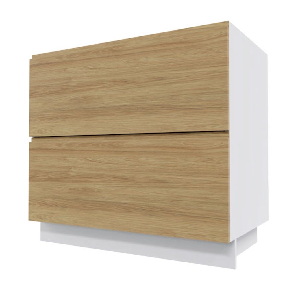 Feldmann-Wohnen Auszugsunterschrank Arezzo (1-St) 90cm Front- & Korpusfarbe wählbar grifflos 2 Schubladen (Vollauszug) von Feldmann-Wohnen
