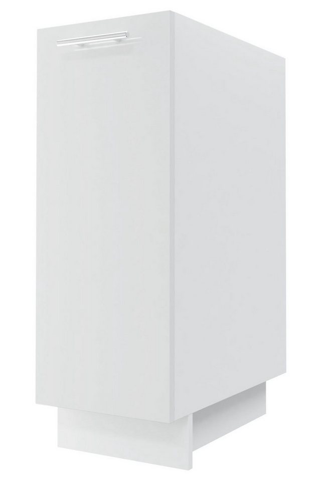 Feldmann-Wohnen Auszugsunterschrank Essen (Soft-Close-Funktion, Acrylfronten (Ultrahochglanz), 1-St., abrieb- / kratzfeste Fronten, chromglänzende Reling Metallgriffe) 30x50x82cm Front- und Korpusfarbe wählbar 1-türig, mit Einlegeboden von Feldmann-Wohnen