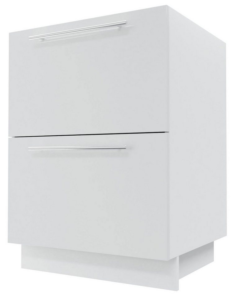 Feldmann-Wohnen Auszugsunterschrank Essen (D2A/60/1A, 2 Schubladen + Innenschublade, HETTICH InnoTech Atira, 1-St., moderne Optik, lackierte Fronten) 60x50x82cm Eiche Artisan - weiß Hochglanz (ES-D2A/60/1A) von Feldmann-Wohnen