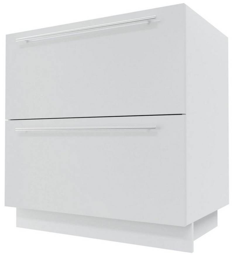 Feldmann-Wohnen Auszugsunterschrank Essen (D2A/80/1A, 2 Schubladen + Innenschublade, HETTICH InnoTech Atira, 1-St., moderne Optik, lackierte Fronten) 80x50x82cm grau - weiß Hochglanz (ES-D2A/80/1A) von Feldmann-Wohnen