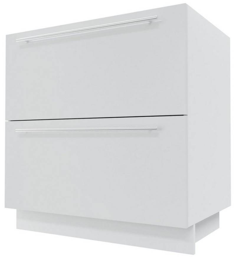 Feldmann-Wohnen Auszugsunterschrank Essen (Vollauszug + Selbsteinzug (HETTICH InnoTech Atira), Soft-Close, 1-St., mit Acrylfronten (Ultrahochglanz), abrieb- / kratzfest) 80x50x82cm Front- und Korpusfarbe wählbar mit 2 Schubladen von Feldmann-Wohnen