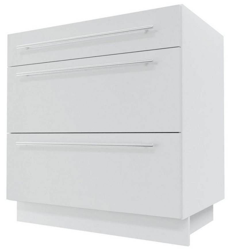 Feldmann-Wohnen Auszugsunterschrank Essen (Essen, 1-St., Schubladenunterschrank) 80x50x82cm weiß - graphit Hochglanz (ES-D3A/80) von Feldmann-Wohnen