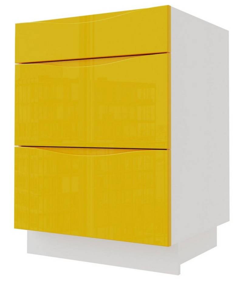 Feldmann-Wohnen Auszugsunterschrank Napoli (Hochglanz lackiert, 1-St., Spanplatte mit pflegeleichter Kunststoffoberfläche, MDF) 60cm Front- & Korpusfarbe wählbar grifflos 3 Schubladen (Vollauszug) von Feldmann-Wohnen