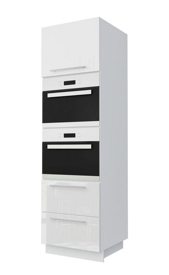 Feldmann-Wohnen Backofenumbauschrank Essen (2 Schubladen mit Teilauszug + Selbsteinzug (Blum Metabox), 1-St., für Kompaktöfen, Mikrowellen und/oder Einbau-Kaffeevollautomaten) 60x59x207cm Front- und Korpusfarbe wählbar mit Soft-Close-Funktion von Feldmann-Wohnen