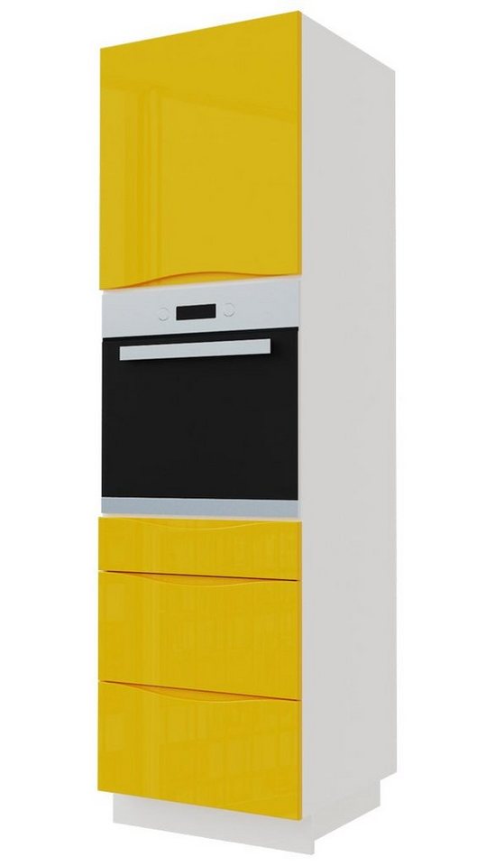 Feldmann-Wohnen Backofenumbauschrank Napoli (mit 1 Tür, Hochglanz lackiert, 1-St., Spanplatte mit pflegeleichter Kunststoffoberfläche, MDF) 60cm Front- & Korpusfarbe wählbar grifflos 3 Schubladen (Vollauszug) von Feldmann-Wohnen