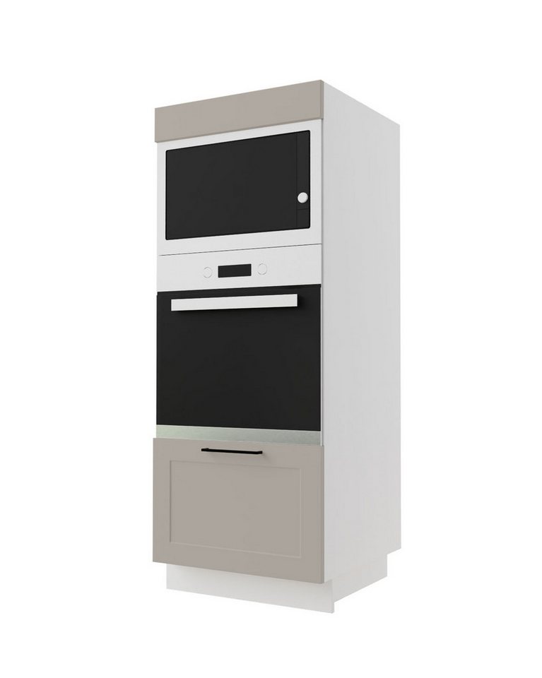 Feldmann-Wohnen Backofenumbauschrank Salo (REJS Comfort Box, 1-St., mit aufgesetzten 3D Kassettenfronten und formschönen Metallgriffen) 60x59x154cm schwarz - weiß supermatt (SL-D5AR/60/154) von Feldmann-Wohnen