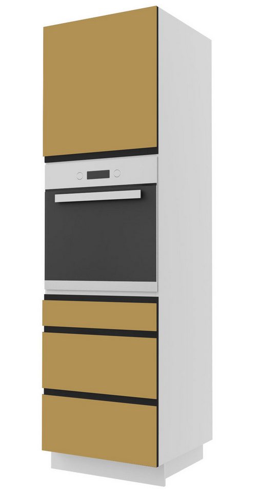 Feldmann-Wohnen Backofenumbauschrank Velden (1-St) 60x59x207cm grifflos weiß - rubinrot super matt (VE-D14/RU/3M) von Feldmann-Wohnen