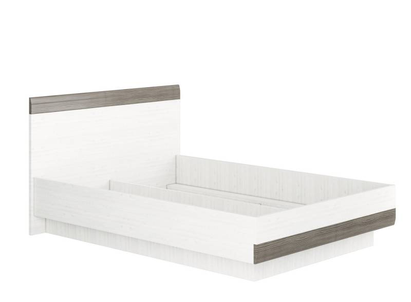 Feldmann-Wohnen Bett Blanco (Liegefläche 140 x 200cm, 1-tlg., dekorative graue MDF-Absetzungen), 140x200cm Pinie weiß / grau von Feldmann-Wohnen