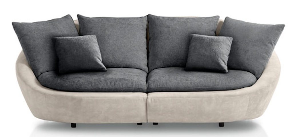 Feldmann-Wohnen Big-Sofa Moroni, Farbe wählbar aus 7 Varianten 1 Teile, 280x129x87cm cremeweiß / dunkelgrau mit Kissen von Feldmann-Wohnen