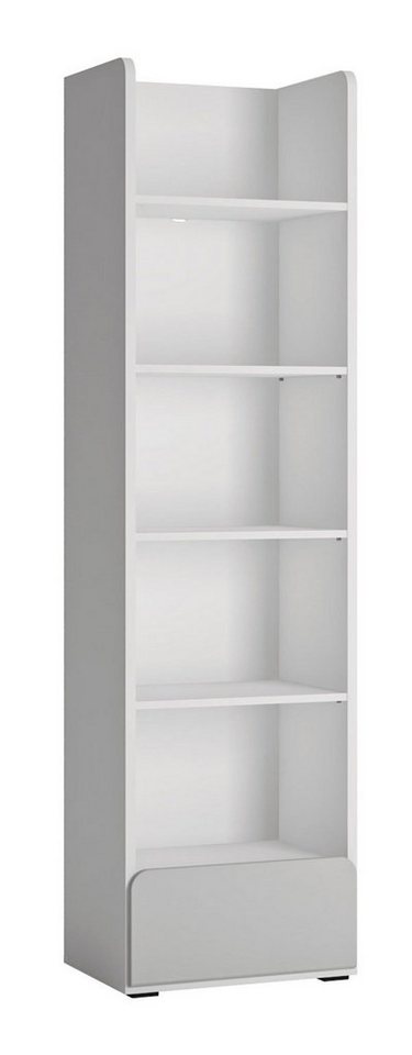 Feldmann-Wohnen Bücherregal Albi, 52x41x193cm weiß grau Hochglanz grifflos mit 1 Schublade von Feldmann-Wohnen