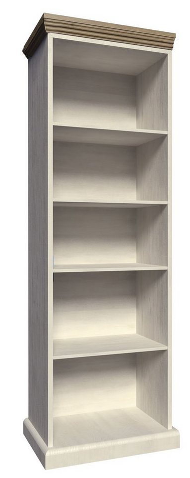 Feldmann-Wohnen Bücherregal Royal, 1-tlg., 67cm Pinie skandinavisch weiß Wildeiche Landhaus-Stil von Feldmann-Wohnen