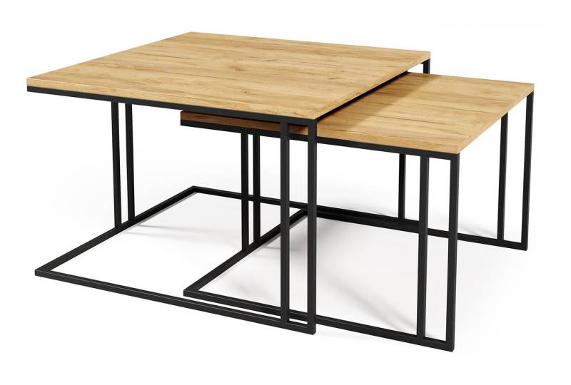 Feldmann-Wohnen Couchtisch Astro (wählbar aus 16 verschiedenen Tischplatten- und 4 Gestellfarben, 1-St., pulverbeschichtetes Gestell, besonders attraktiv, schlicht elegant), 76cm und 66cm Breite, 2-teilig von Feldmann-Wohnen