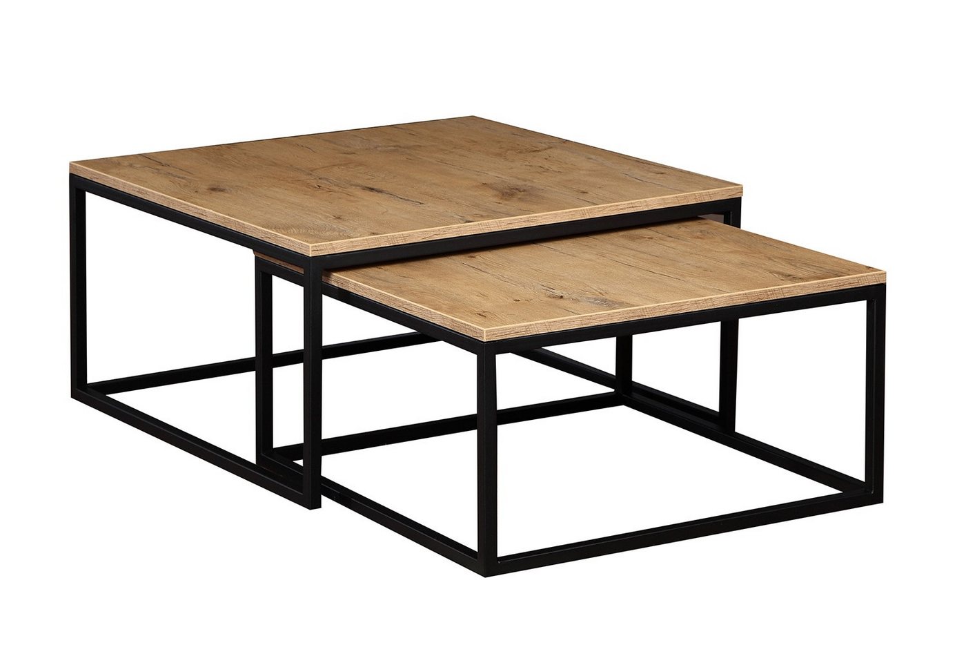 Feldmann-Wohnen Couchtisch Dual (wählbar aus 16 verschiedenen Tischplatten- und 4 Gestellfarben, 1-St., pulverbeschichtetes Gestell, besonders attraktiv, schlicht elegant), 2 Couchtische, 76cm und 66cm breit von Feldmann-Wohnen