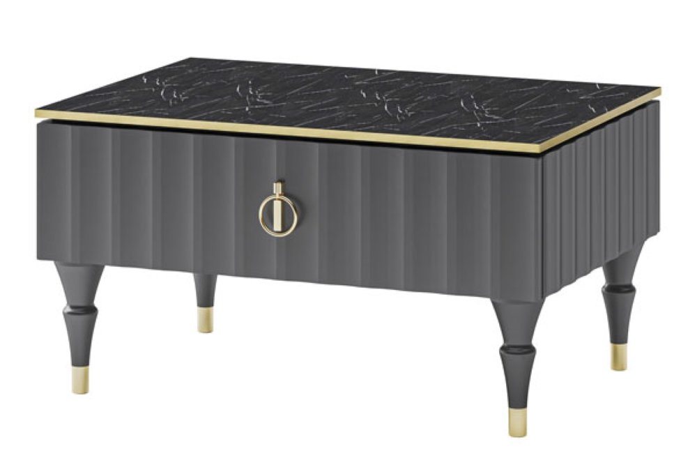 Feldmann-Wohnen Couchtisch Lorenzo (Lorenzo, 1-St., Couchtisch), 78x55x43,5cm graphit Nero Marquina Marmor-Optik Gold von Feldmann-Wohnen