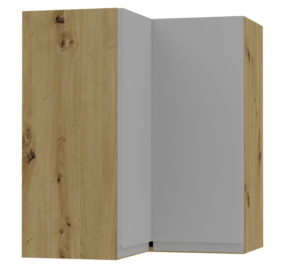 Feldmann-Wohnen Eckhängeschrank Avellino (W12/60, Eckhängeschrank 2-türig, 2 Einlegeböden, 1-St., moderne Optik, Acrylfronten, Griffmulden) 60x60x72cm grifflos Eiche Artisan - dust grey Acryl matt (AV-W12/60) von Feldmann-Wohnen