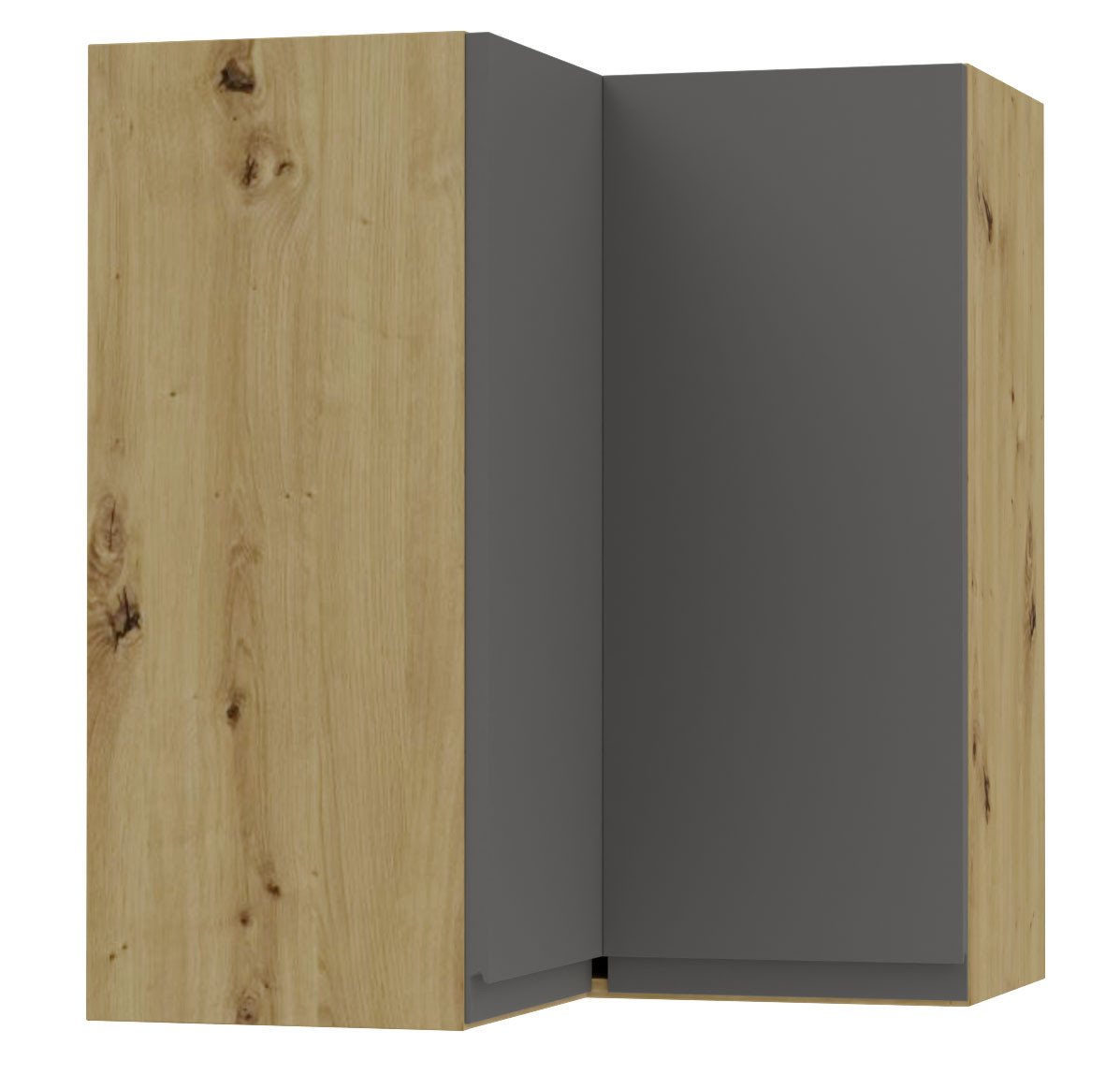 Feldmann-Wohnen Eckhängeschrank Avellino (W12/60, Eckhängeschrank 2-türig, 2 Einlegeböden, 1-St., moderne Optik, Acrylfronten, Griffmulden) 60x60x72cm grifflos Eiche Artisan - graphit Acryl lava (AV-W12/60) von Feldmann-Wohnen