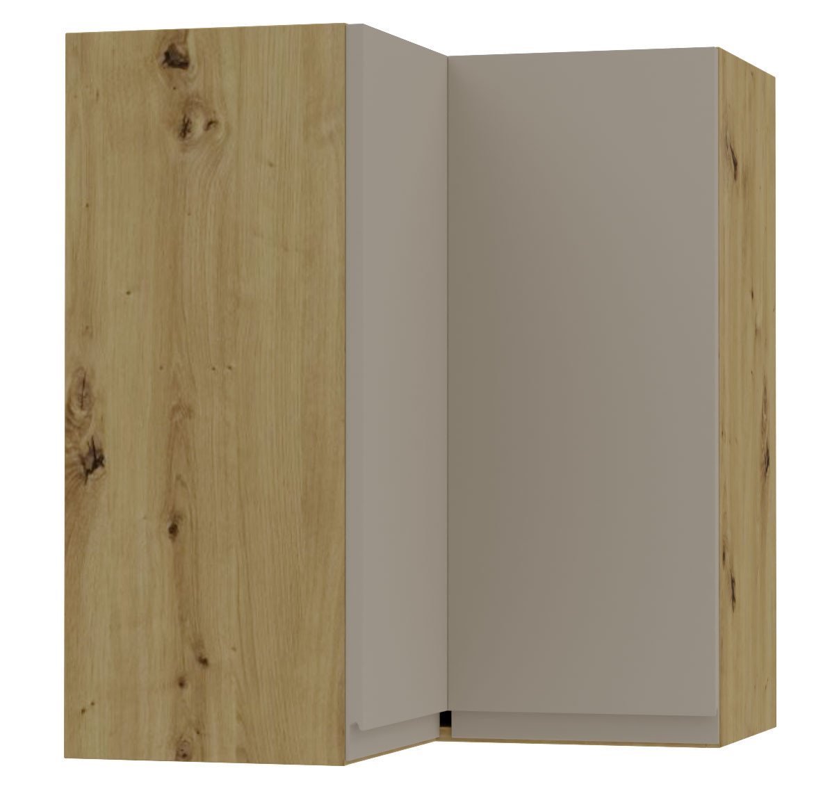 Feldmann-Wohnen Eckhängeschrank Avellino (W12/60, Eckhängeschrank 2-türig, 2 Einlegeböden, 1-St., moderne Optik, Acrylfronten, Griffmulden) 60x60x72cm grifflos Eiche Artisan - stone grey Acryl matt (AV-W12/60) von Feldmann-Wohnen