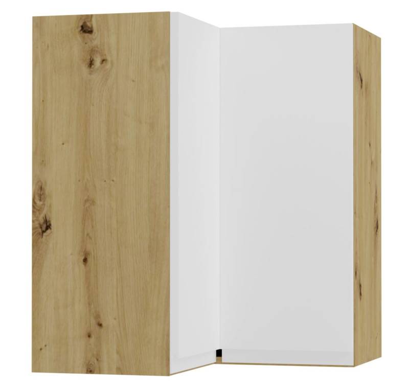Feldmann-Wohnen Eckhängeschrank Avellino (W12/60, Eckhängeschrank 2-türig, 2 Einlegeböden, 1-St., moderne Optik, Acrylfronten, Griffmulden) 60x60x72cm grifflos Eiche Artisan - weiß Acryl matt (AV-W12/60) von Feldmann-Wohnen