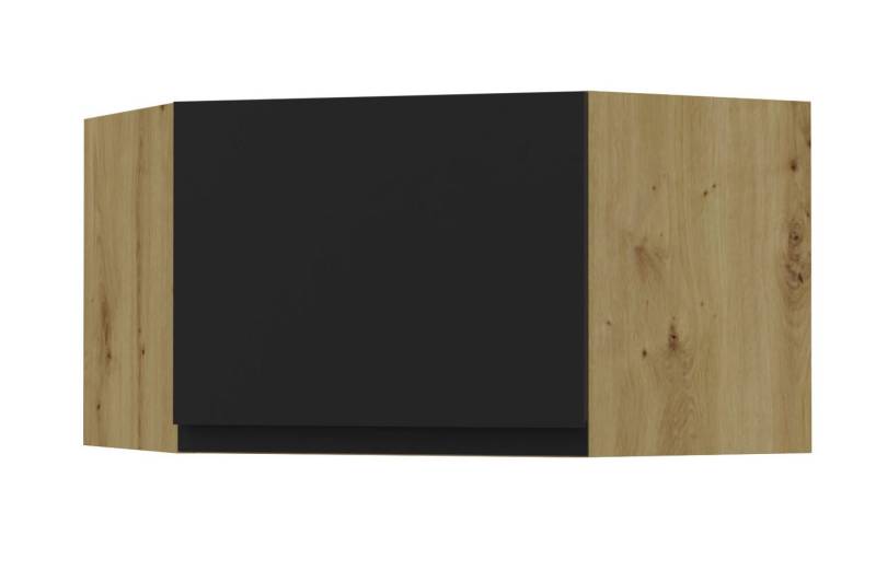Feldmann-Wohnen Eckhängeschrank Avellino (W10/60/36, Eckhängeschrank 1-türig, 1-St., moderne Optik, Acrylfronten, Griffmulden) 60x60x36cm grifflos Eiche Artisan - schwarz Acryl matt (AV-W10/60/36) von Feldmann-Wohnen