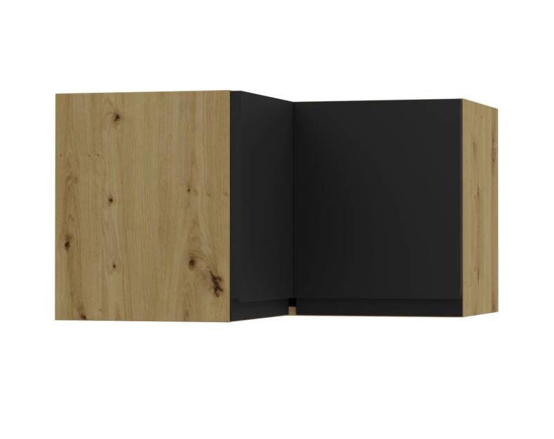 Feldmann-Wohnen Eckhängeschrank Avellino (W12/60/36, Eckhängeschrank 2-türig, 1-St., moderne Optik, Acrylfronten, Griffmulden) 60x60x36cm grifflos Eiche Artisan - schwarz Acryl matt (AV-W12/60/36) von Feldmann-Wohnen