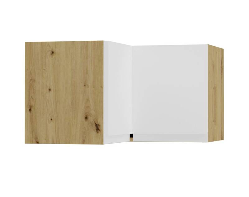 Feldmann-Wohnen Eckhängeschrank Avellino (W12/60/36, Eckhängeschrank 2-türig, 1-St., moderne Optik, Acrylfronten, Griffmulden) 60x60x36cm grifflos Eiche Artisan - weiß Acryl matt (AV-W12/60/36) von Feldmann-Wohnen