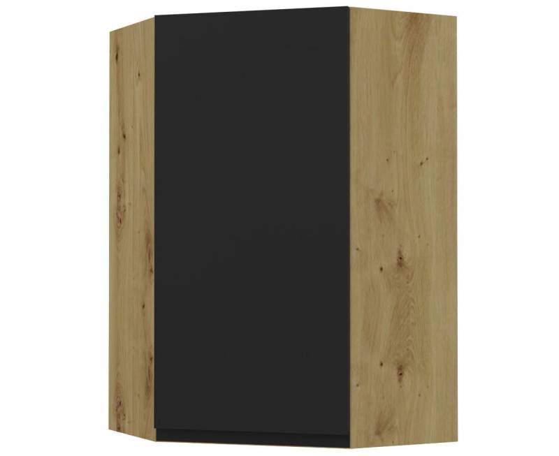 Feldmann-Wohnen Eckhängeschrank Avellino (W4/10/60, 1-türig, 3 Einlegeböden, 1-St., moderne Optik, Acrylfronten, Griffmulden) 60x60x96cm grifflos Eiche Artisan - schwarz Acryl matt (AV-W4/10/60) von Feldmann-Wohnen
