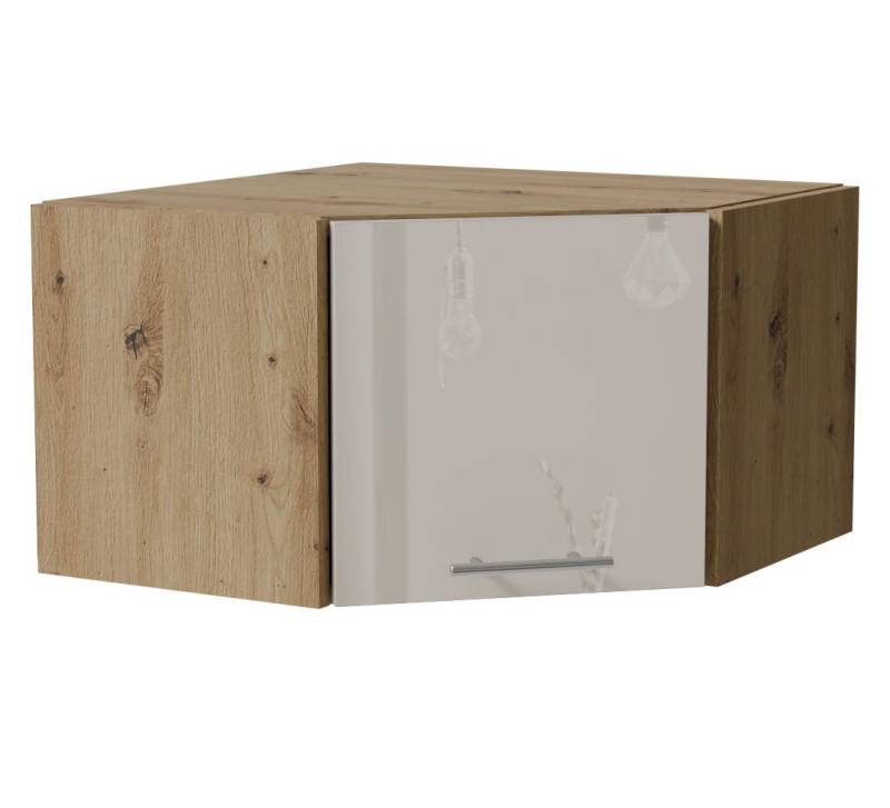 Feldmann-Wohnen Eckhängeschrank Brerra (W10/60/36, 1-türig, innen 1 Fach, 1-St., moderne Optik, lackierte Fronten, 60x60x36cm) Eiche Artisan / RAL 9001 creme Hochglanz von Feldmann-Wohnen