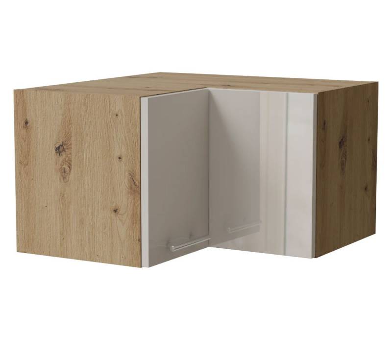 Feldmann-Wohnen Eckhängeschrank Brerra (W12/60/36, 2-türig, innen 1 Fach, 1-St., moderne Optik, lackierte Fronten, 60x60x36cm) Eiche Artisan / RAL 9001 creme Hochglanz von Feldmann-Wohnen