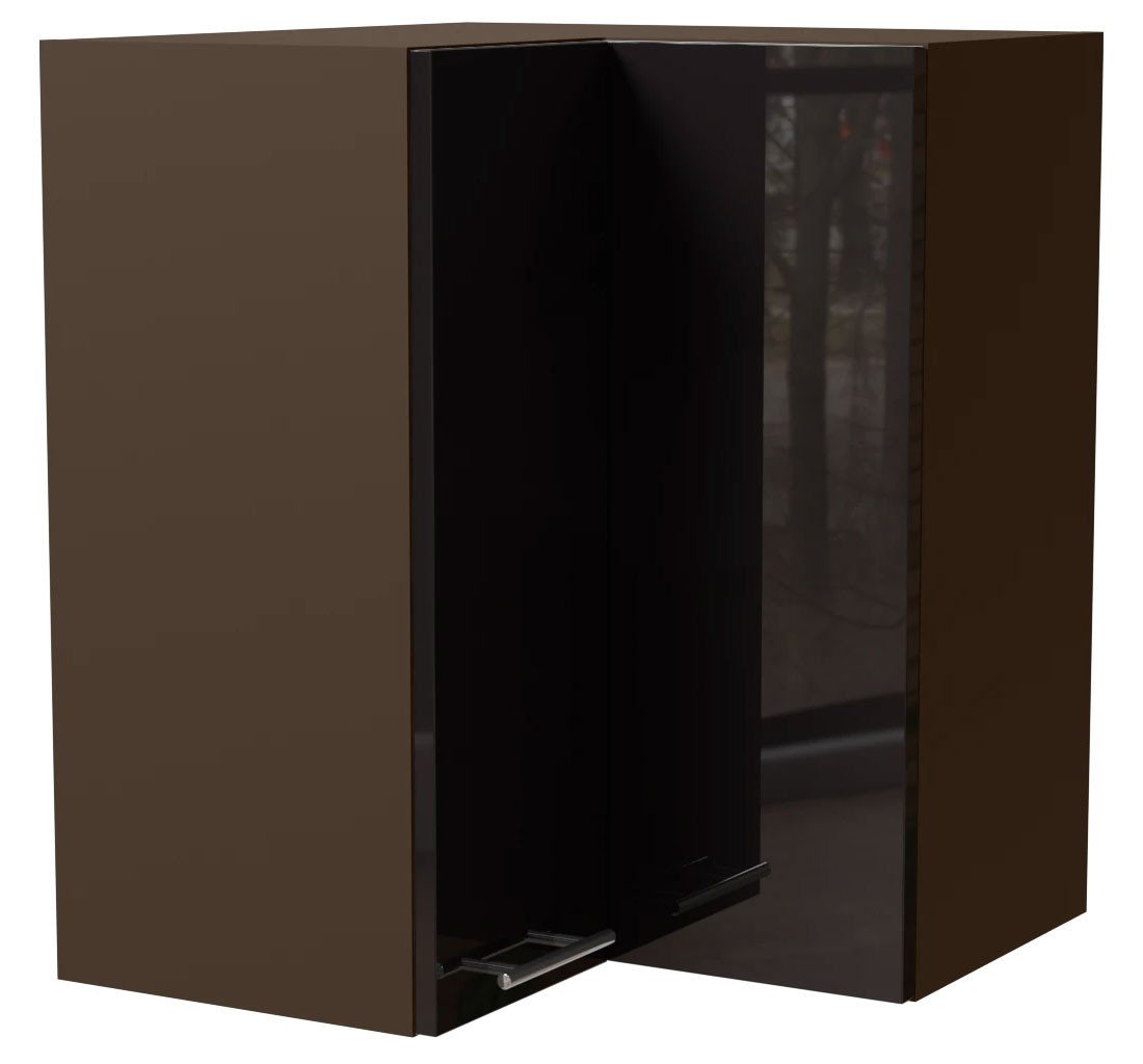 Feldmann-Wohnen Eckhängeschrank Essen (W12/60, 2-türig, 2 Einlegeböden, 1-St., moderne Optik, Acrylfronten mit Glaseffekt) 60x60x72cm Schwarz Hochglanz / Lava Matt von Feldmann-Wohnen