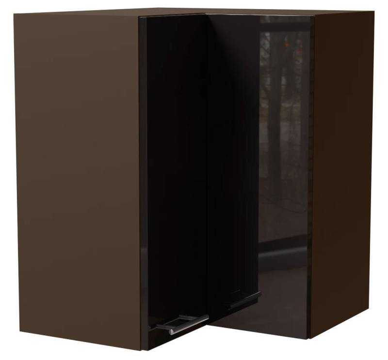 Feldmann-Wohnen Eckhängeschrank Essen (W12/60, 2-türig, 2 Einlegeböden, 1-St., moderne Optik, Acrylfronten mit Glaseffekt) 60x60x72cm Schwarz Hochglanz / Lava Matt von Feldmann-Wohnen