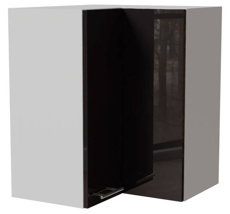 Feldmann-Wohnen Eckhängeschrank Essen (W12/60, 2-türig, 2 Einlegeböden, 1-St., moderne Optik, Acrylfronten mit Glaseffekt) 60x60x72cm Schwarz Hochglanz / Weiß Matt von Feldmann-Wohnen