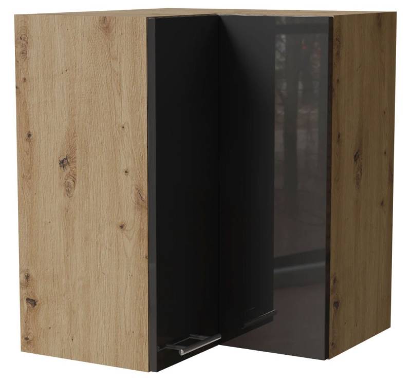 Feldmann-Wohnen Eckhängeschrank Essen (W12/60, 2-türig, 2 Einlegeböden, 1-St., moderne Optik, lackierte Fronten) 60x60x72cm Eiche Artisan - graphit Hochglanz (ES-W12/60) von Feldmann-Wohnen