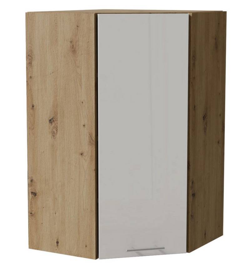 Feldmann-Wohnen Eckhängeschrank Essen (W4/10/60, 1-türig, 3 Einlegeböden, 1-St., Eckhängeschrank) 60x60x96cm Eiche Artisan - weiß Hochglanz (ES-W4/10/60) von Feldmann-Wohnen