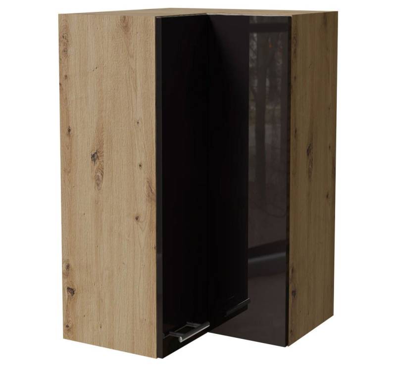 Feldmann-Wohnen Eckhängeschrank Essen (W14/60, 2-türig, 3 Einlegeböden, 1-St., moderne Optik, lackierte Fronten) Eiche Artisan / schwarz Hochglanz von Feldmann-Wohnen