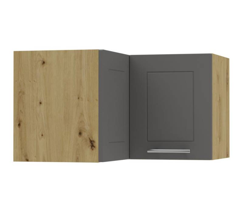 Feldmann-Wohnen Eckhängeschrank Kvantum (2-türig, 1 Fach, Türanschlag beidseitig, Soft-Close, 1-St., Fronten mit dekorativen Fräsungen und leicht abgerundeten Ecken) 60x60x36cm eiche artisan - graphit matt (Q-W12/60/36) von Feldmann-Wohnen