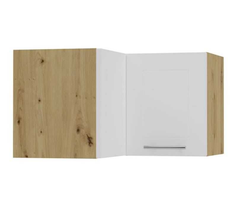 Feldmann-Wohnen Eckhängeschrank Kvantum (2-türig, 1 Fach, Türanschlag beidseitig, Soft-Close, 1-St., Fronten mit dekorativen Fräsungen und leicht abgerundeten Ecken) 60x60x36cm eiche artisan - weiß matt (Q-W12/60/36) von Feldmann-Wohnen