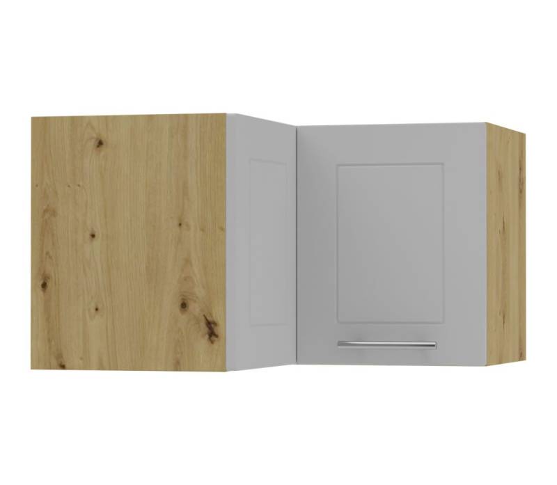 Feldmann-Wohnen Eckhängeschrank Kvantum (2-türig, 1 Fach, Türanschlag beidseitig, Soft-Close, 1-St., Fronten mit dekorativen Fräsungen und leicht abgerundeten Ecken) 60x60x36cm eiche artisan - dust grey matt (Q-W12/60/36) von Feldmann-Wohnen